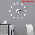 DIY 3D Ρολόι Τοίχου "Love" (Ø 60-90 CM) Ασημένιο - Image 2