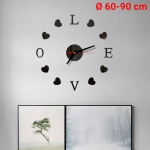 DIY 3D Ρολόι Τοίχου "Love" (Ø 60-90 CM) Μαύρο - Image 2