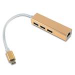 Type-C 3.0 Hub x3 + Gigabit Ethernet Gold Metal - Image 2
