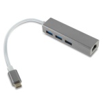 Type-C 3.0 Hub x3 + Gigabit Ethernet Silver Metal - Image 2