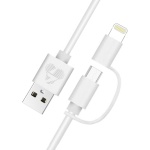 POWERTECH καλώδιο USB σε Micro/Lightning PT-707, MFi, 2.4A, 1m, λευκό
