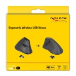 DELOCK ασύρματο vertical ποντίκι 12622 οπτικό, 5 πλήκτρα, 1000DPI, μαύρο - Image 3