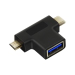 CABLETIME αντάπτορας USB σε USB-C & micro USB CT-3IN1-AB, 5Gbps, μαύρος