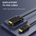 CABLETIME καλώδιο DisplayPort σε VGA CT-04G, 1080p, 3m, μαύρο - Image 3
