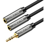CABLETIME καλώδιο ήχου 3.5mm σε 2x 3.5mm CT-P12G, 3-pole, 20cm, μαύρο