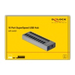 DELOCK USB hub 63670 με διακόπτες, 10x θυρών, 5Gbps, γκρι - Image 3