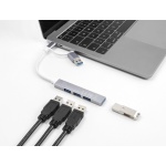 DELOCK USB hub 64214, 4x θυρών, 5Gbps, USB & USB-C σύνδεση, γκρι - Image 2