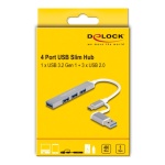 DELOCK USB hub 64214, 4x θυρών, 5Gbps, USB & USB-C σύνδεση, γκρι - Image 3