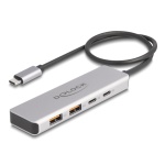 DELOCK USB hub 64230, 4x θυρών, 10Gbps, USB-C σύνδεση, γκρι