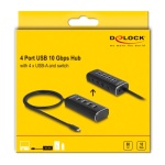 DELOCK USB hub 64233 με διακόπτες, 4 θυρών, 10Gbps, USB-C σύνδεση, μαύρο - Image 5