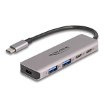 DELOCK USB hub 64239, 4x θυρών, 5Gbps, USB-C σύνδεση, γκρι