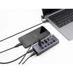 DELOCK USB hub 64248 με διακόπτες, 5x θυρών, 5Gbps, USB/USB-C σύνδεση, γκρι - Image 2
