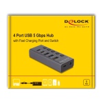 DELOCK USB hub 64248 με διακόπτες, 5x θυρών, 5Gbps, USB/USB-C σύνδεση, γκρι - Image 3