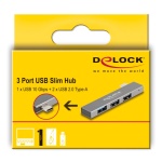 DELOCK USB hub 64274, 3x θυρών, 10Gbps, USB-C σύνδεση, γκρι - Image 4