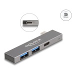 DELOCK USB hub 64275, 3x θυρών, 5Gbps, USB-C σύνδεση, γκρι - Image 3