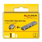 DELOCK USB hub 64275, 3x θυρών, 5Gbps, USB-C σύνδεση, γκρι - Image 4