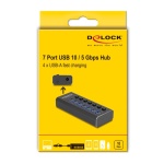 DELOCK USB hub 64326 με διακόπτες, 7x θυρών, 10Gbps, USB/USB-C σύνδεση, μαύρο - Image 4