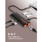 LDNIO USB hub DS-26U με θύρα δικτύου, 6 θυρών, USB-C σύνδεση, 100W PD, λευκό - Image 4