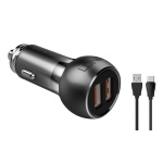 LDNIO φορτιστής αυτοκινήτου C503Q με καλώδιο, 2x USB, 36W, QC, γκρι