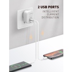 LDNIO φορτιστής τοίχου A201 με καλώδιο USB-C, 2x USB, 12W, λευκός - Image 2