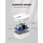 LDNIO φορτιστής τοίχου A201 με καλώδιο USB-C, 2x USB, 12W, λευκός - Image 3