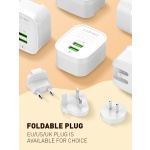 LDNIO φορτιστής τοίχου A201 με καλώδιο USB-C, 2x USB, 12W, λευκός - Image 4