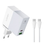 LDNIO φορτιστής τοίχου A2620C με καλώδιο, USB & USB-C, 65W PD, λευκός