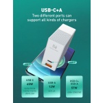 LDNIO φορτιστής τοίχου A2620C με καλώδιο, USB & USB-C, 65W PD, λευκός - Image 3