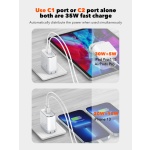 LDNIO φορτιστής τοίχου A2528M με καλώδιο, 2x USB-C, 35W, MFi, λευκό - Image 3