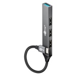 GOOBAY USB hub 74457, 4x θυρών, USB 3.2, 5Gbps, USB-C σύνδεση, γκρι
