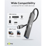 GOOBAY USB hub 74457, 4x θυρών, USB 3.2, 5Gbps, USB-C σύνδεση, γκρι - Image 3