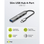 GOOBAY USB hub 74457, 4x θυρών, USB 3.2, 5Gbps, USB-C σύνδεση, γκρι - Image 4