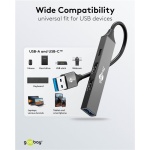 GOOBAY USB hub 74458, 4x θυρών, USB 3.2, 5Gbps, USB σύνδεση, γκρι - Image 3