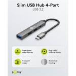 GOOBAY USB hub 74459, 4x θυρών, USB 3.2, 5Gbps, USB-C σύνδεση, γκρι - Image 4