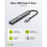 GOOBAY USB hub 74460, 5x θυρών, USB 3.2, 5Gbps, 100W, USB-C σύνδεση, γκρι - Image 4