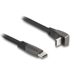 DELOCK καλώδιο USB-C 80751, 60W, flat, γωνιακό, 480 Mbps, 1m, μαύρο