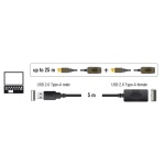 DELOCK καλώδιο USB 2.0 αρσενικό σε θηλυκό 82308, active, 5m, μαύρο - Image 2