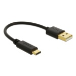 DELOCK καλώδιο USB σε USB-C 85354, 3A, 22AWG, 0.15m, μαύρο
