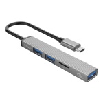 ORICO USB hub AH-12F με card reader, 3 θυρών, 5Gbps, USB-C σύνδεση, γκρι
