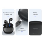 USAMS earphones με θήκη φόρτισης US-YO17, True Wireless, Φ13mm, μαύρα - Image 4