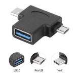 POWERTECH αντάπτορας USB σε USB-C & Micro USB CAB-U117, 5Gbps, μαύρος - Image 2