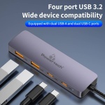 POWERTECH USB hub CAB-UC082, 4x θυρών, 10Gbps, USB-C σύνδεση, γκρι - Image 2