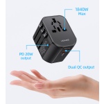 USAMS φορτιστής/αντάπτορας πρίζας US-CC179, USB-C & 2x USB, universal, 20W, μαύρος - Image 3