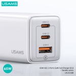 USAMS φορτιστής τοίχου US-CC180, USB & 2x USB-C, 65W PD, GaN, μαύρος - Image 3