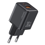 USAMS φορτιστής τοίχου US-CC189, USB & USB-C, 30W PD, μαύρος