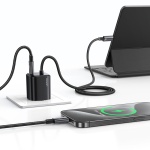 USAMS φορτιστής τοίχου CC264 με καλώδιο, USB-C, 30W, GaN, μαύρος - Image 2