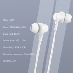 CELEBRAT earphones με μικρόφωνο G19, 3.5mm σύνδεση, Φ10mm, 1.2m, λευκά - Image 3