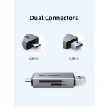 CABLETIME card reader CT-ACSD3-AG, SD/micro SD, USB/USB-C, 5Gbps, γκρι - Image 3