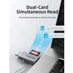 CABLETIME card reader CT-ACSD3-AG, SD/micro SD, USB/USB-C, 5Gbps, γκρι - Image 5