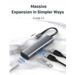 CABLETIME USB hub CT-HUBP4, 4x θυρών, 5Gbps, USB-C σύνδεση, γκρι - Image 2